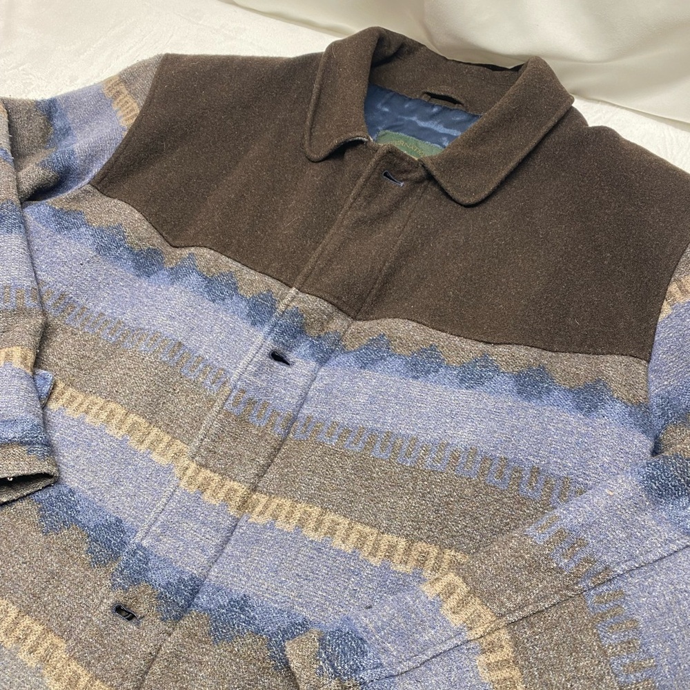 Men's Brown & Blue Patterned Pea Coat